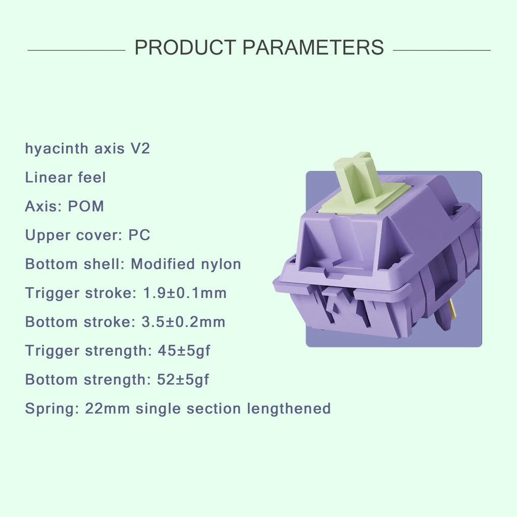 Sillyworks Hyacinth V2 Switch Hyacinth V2U Switch Linear 45g MX Switch for Mechanical Keyboard Factory Lubed 5pin PC POM Nylon Qme