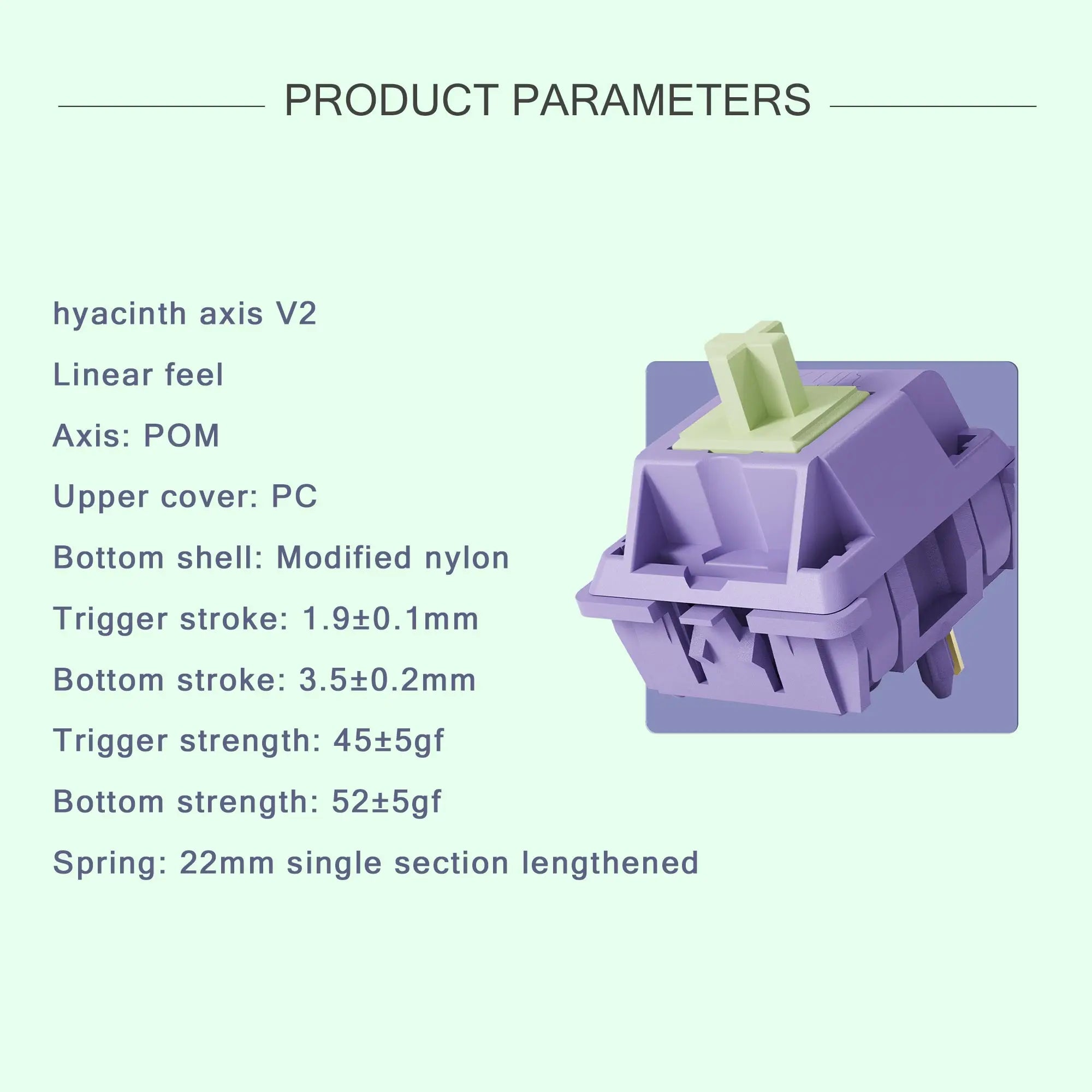Sillyworks Hyacinth V2 Switch Hyacinth V2U Switch Linear 45g MX Switch for Mechanical Keyboard Factory Lubed 5pin PC POM Nylon Qme