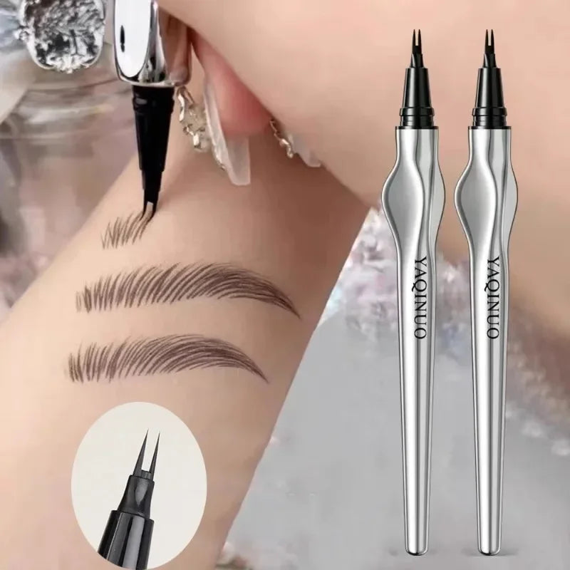 2Points Eyebrow Pencil Long Lasting Easy To Grip Eyebrow Tattoo Waterproof Thin Liquid Lying Silkworm Brow Pen Korean Makeup Qme