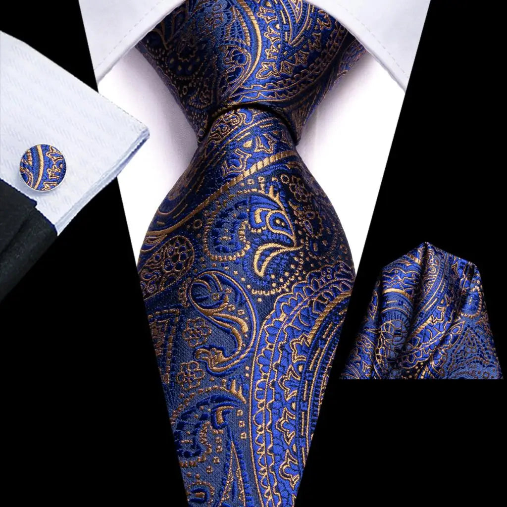 Blue Business Solid Plaid Striped Men's Tie Necktie Ties Men Formal