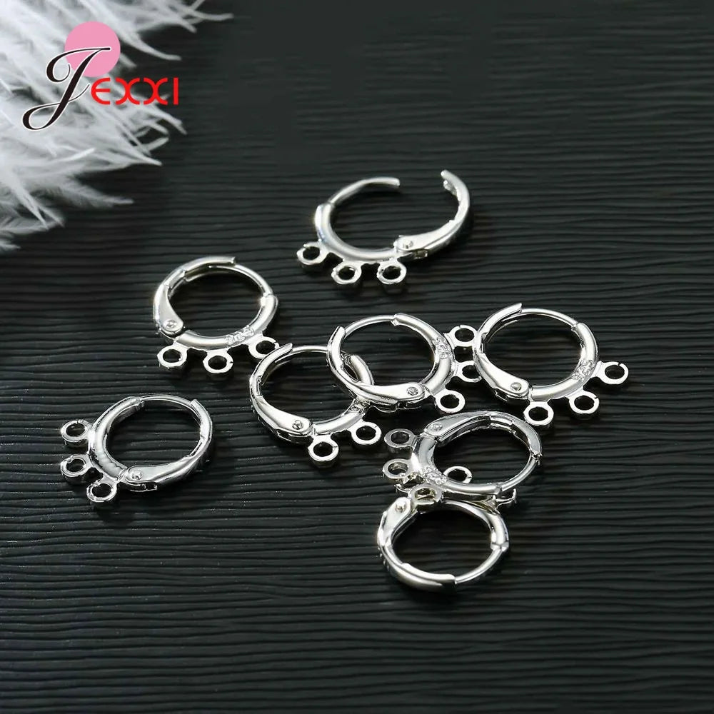 Wholesale 10 PCs Genuine 925 Sterling Silver Color Earring Findings Two Models For Choice Bright Women DIY Jewelry Findings Qme