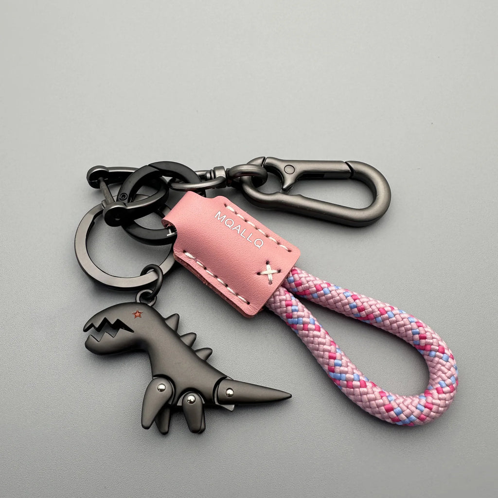 Motorcycle Decoration Accessories and Car Keychain Single Leather Woven Rope Metal Keychain Handbag Pendant Small Gift Qme