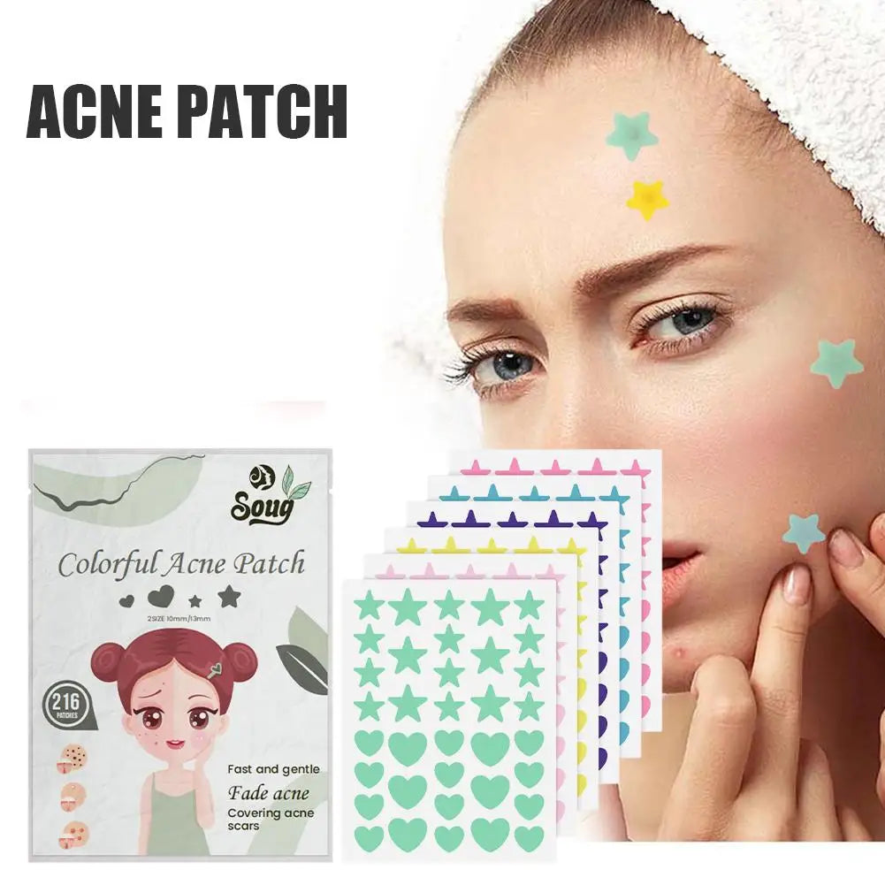 216PCS Pimple Patch Acne Colorful Invisible Acne Removal Skin Care Stickers Concealer Face Spot Beauty Makeup Tools Qme