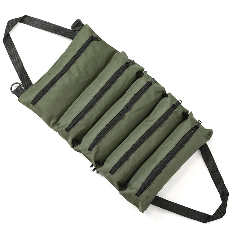 Pouch Roll UP Portable Small Tools Organizer Bag Multi-purpose Tool Qme Green