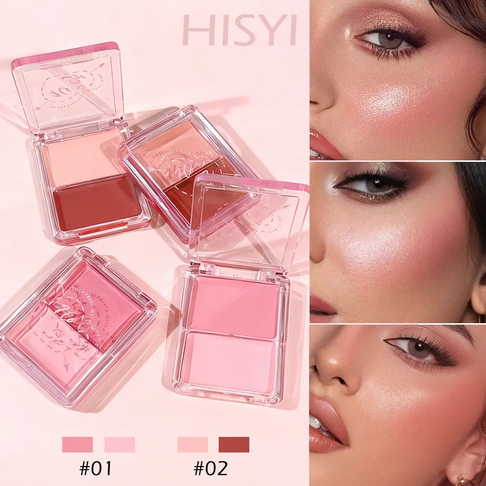 Two-tone Dewy Blush Palette Glow Matte Duo Easy Blend Long-wear Qme