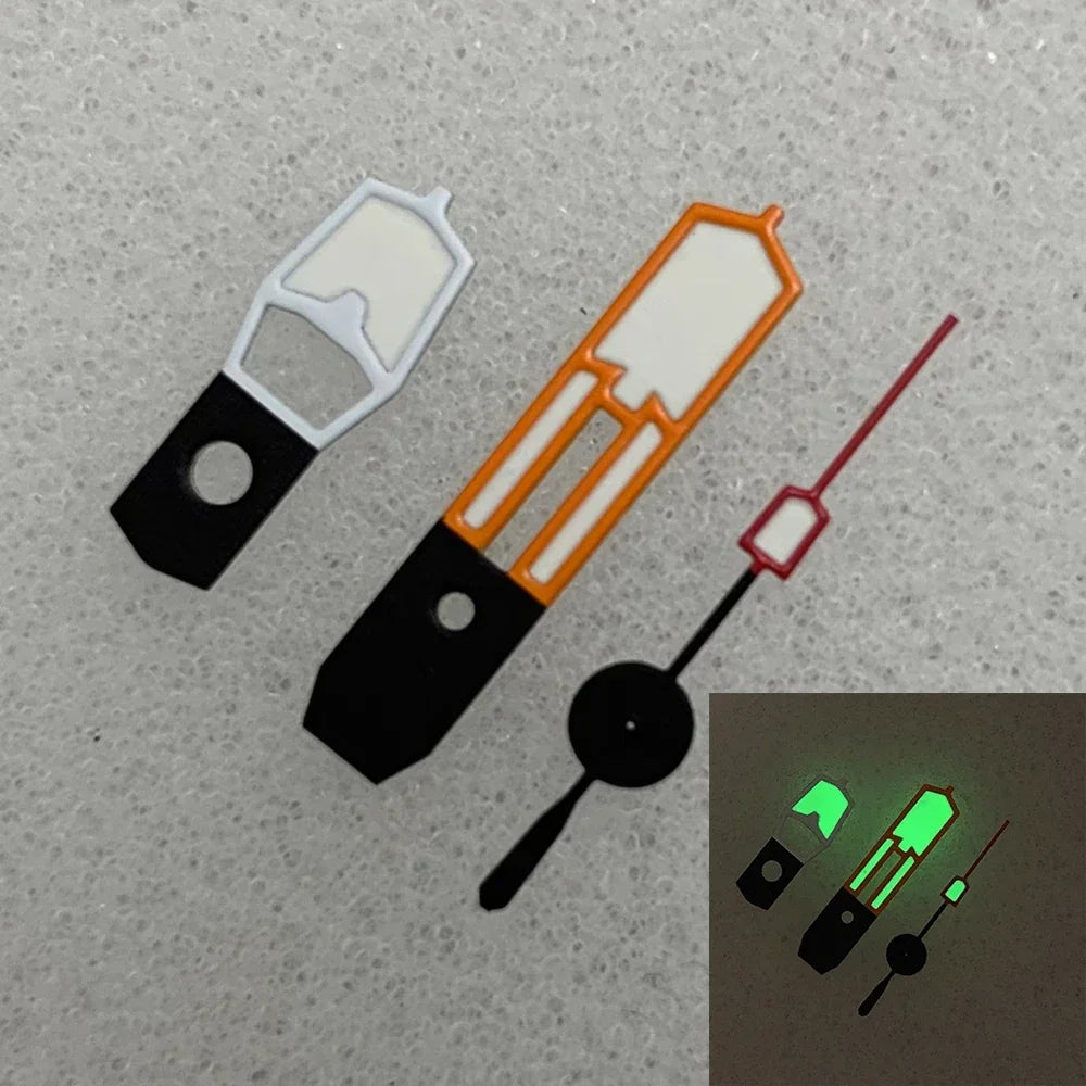 Modified Watch Accessories Orange Red White Color Matching Hands Green Luminous Hands for NH35/36/4R7S Movement Qme