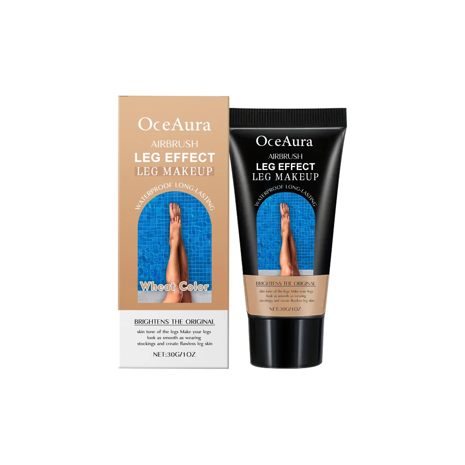 Waterproof Leg Makeup Concealer Cover Varicose Veins Growth Mark Scar Deepen Skin Color Natural Fake Tan Liquid Foundation Cream Qme Wheat Color