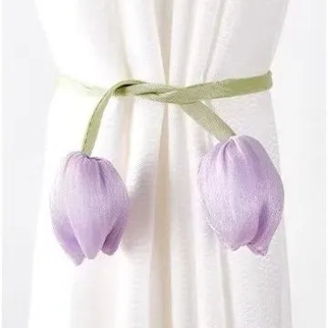 Elegant Adjustable Tulip Curtain Straps Creative Fashion Curtain Tieback Rope Beautifully Designed Homestay Curtain Accessories Qme Purple 1Pcs