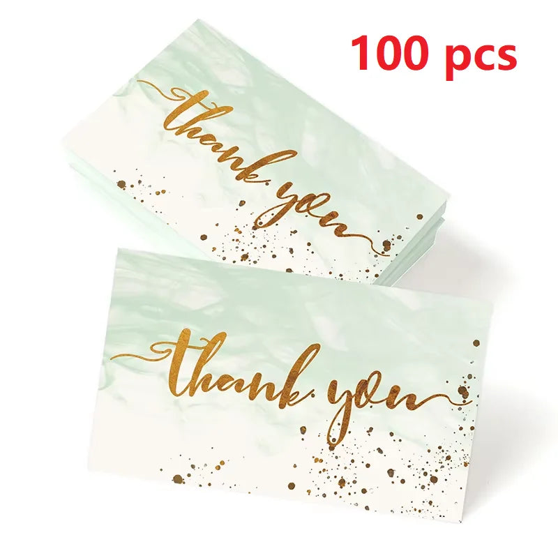 50pcs/ Pack Gold Textured Thank You Cards, Suitable For Weddings, Business, Party Invitations, Holiday Cards Qme 100pcs Green