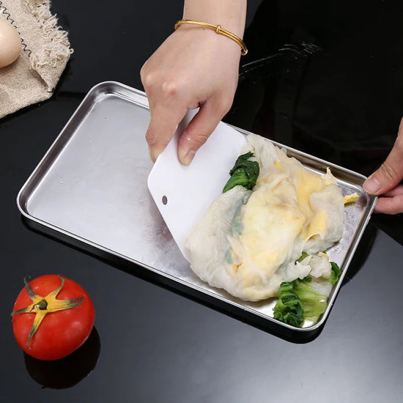 Rice Noodle Pan Home Dishes Storage Organizer Rectangle Stainless Qme