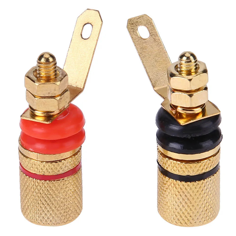 2pcs Gold Plated Speaker Binding Posts Terminal 4mm Sockets for Banana Plug Qme