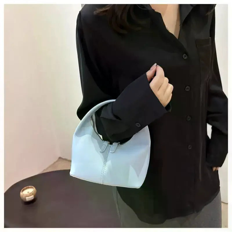 Mini PU Leather Hobo Top Handle Bag With Zipper Closure Multiple Color Choices For Daily Use Shopping Weekend Trips Qme