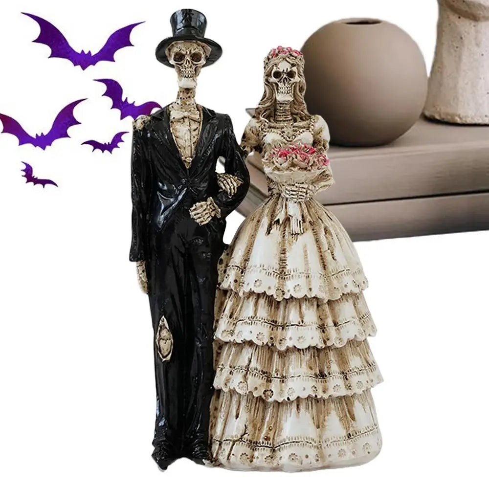 Gothic Skeleton Couple Resin Bride Groom Halloween Decoration Desk Qme a China Mainland