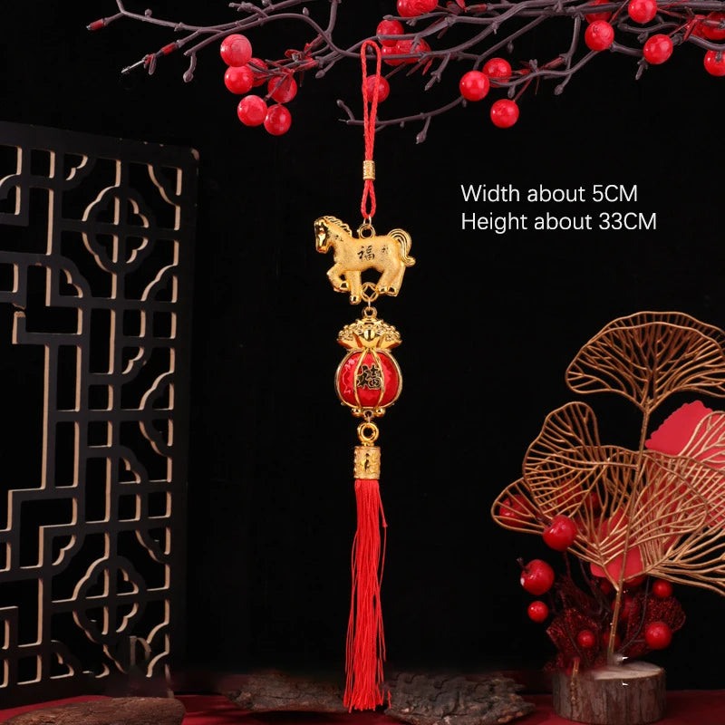 1/10Pcs 2026 Year Of The Horse Wall Hanging Car Ornament Chinese New Year 3D Horse Lantern Red Gold Pendant Lucky Decor Gifts Qme A6