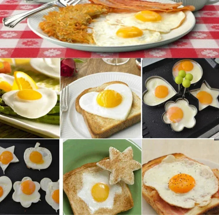 Stainless Steel Fried Egg Mold Heart Pancake Maker Breakfast Baking Omelette Rings Cooking Tools Kitchen Accessories Tool Qme