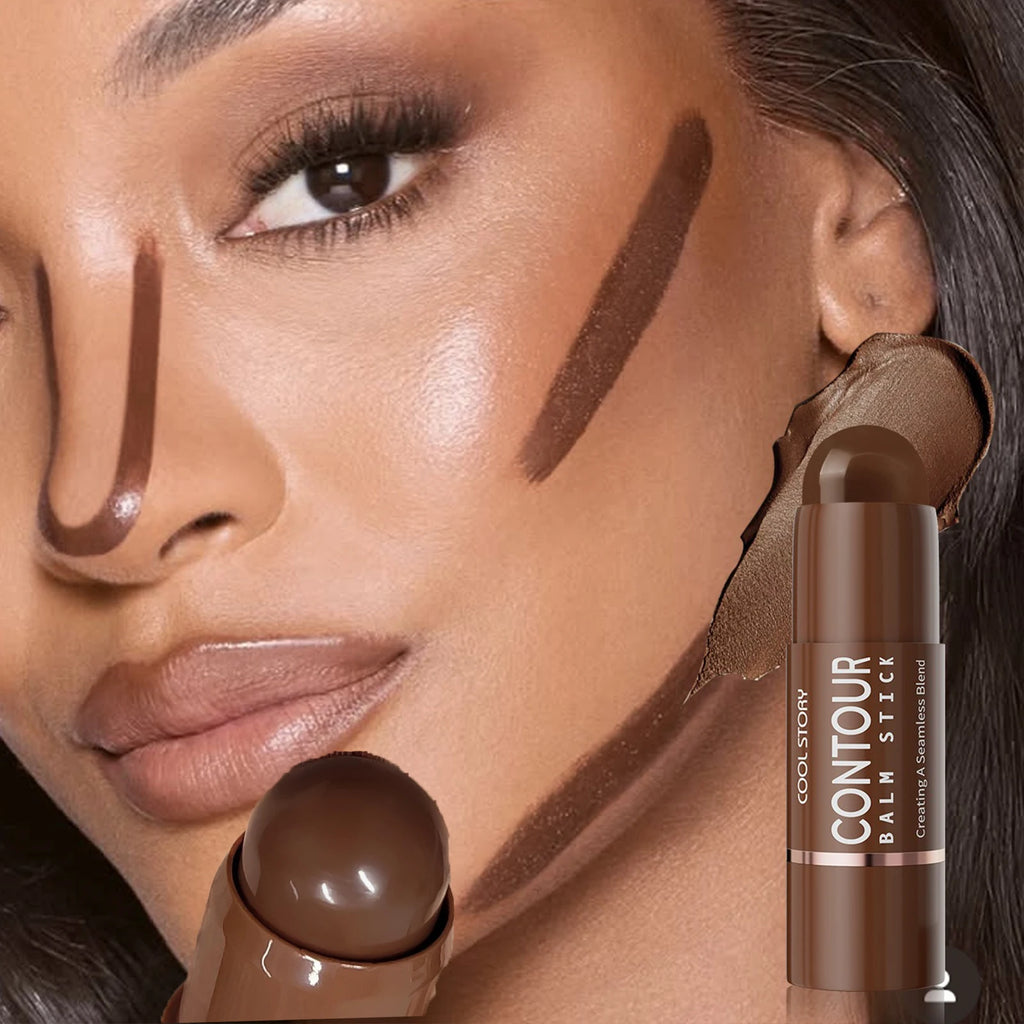 Face Contour Blam Stick Chocolate Brown Bronzer Shadow Stick Waterproof Long Lasting Facial Outline Shaping V-Line Make Up Qme