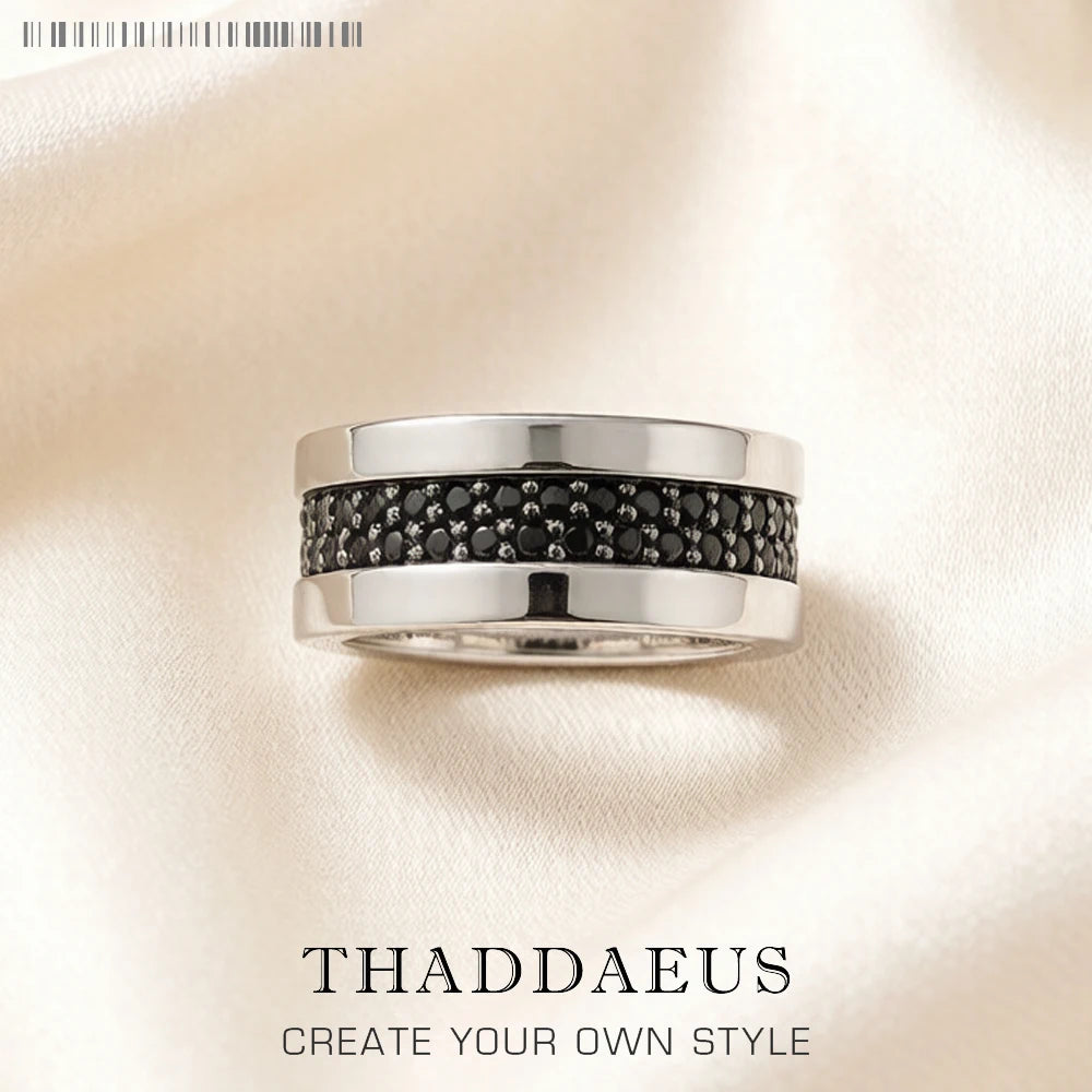 Classic Black Zirconia Band Ring,Europe Style Jewelry Fine Jewerly For Men & Women Gift In 925 Sterling Silver,Super Deals Qme 7