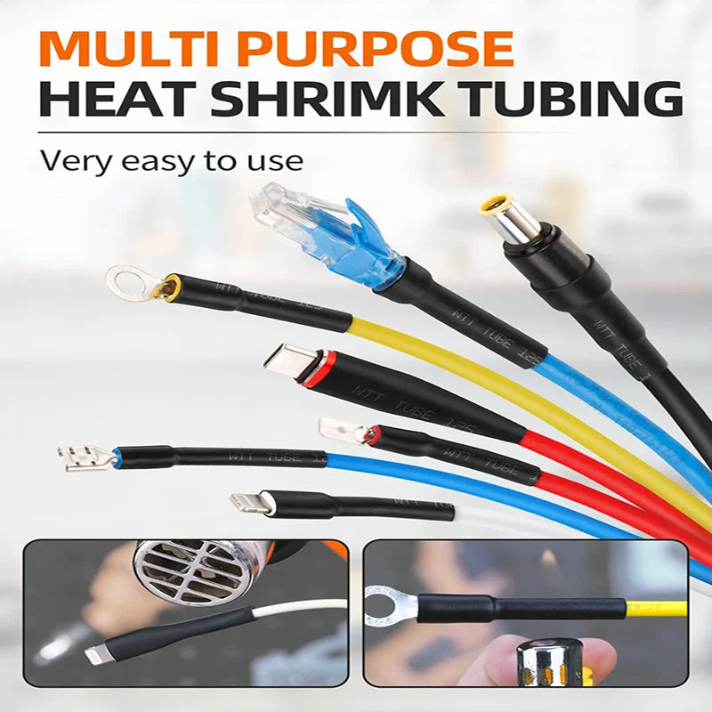 Insulation Heat-shrinkable Sheath Set Colored Thermoresistant Heat Shrink Tube Charger Cable Protector Connect Sleeved Cable Qme