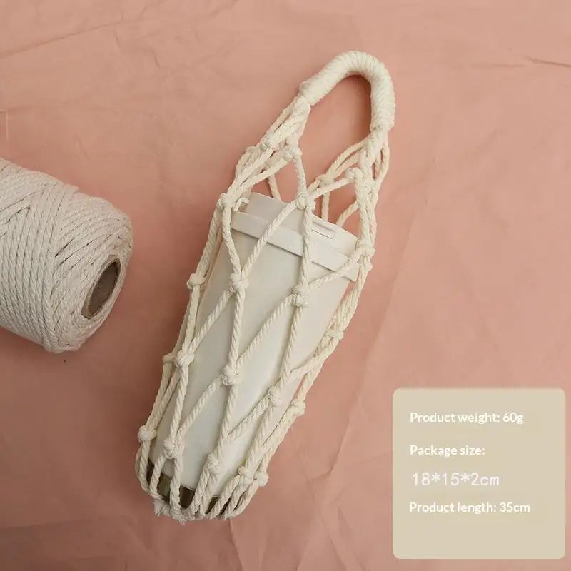 Handmade Macrame Water Bottle Sling Multicolor Cotton Rope Net Bag Qme A12
