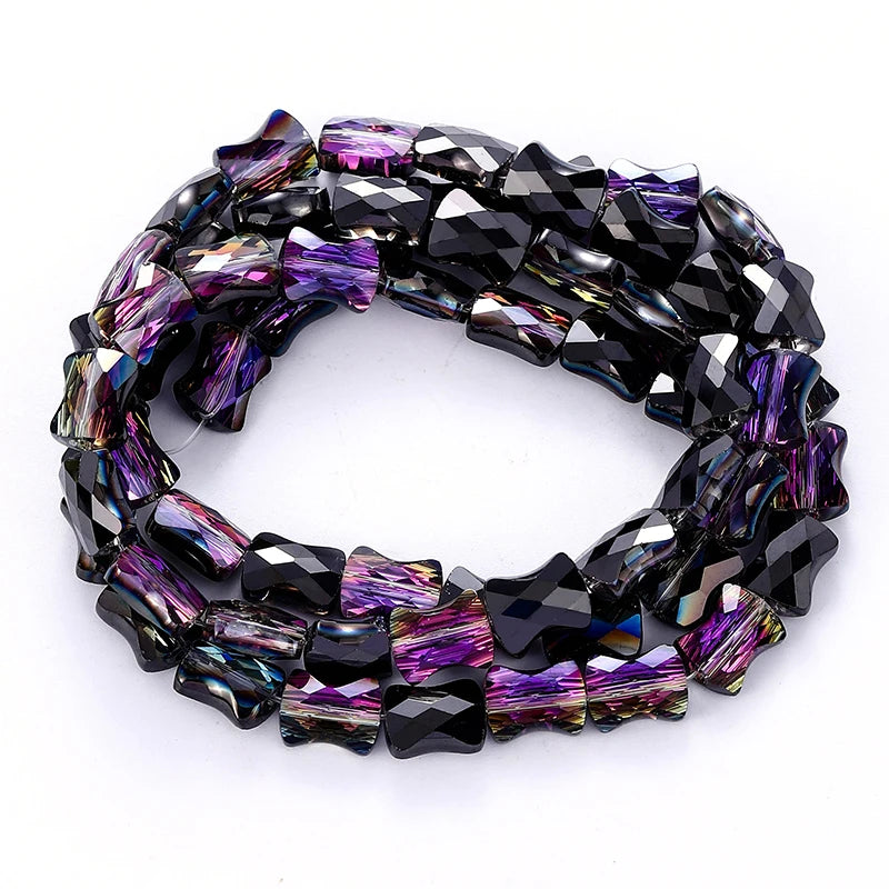 Bamboo Glass Beads AB Color Faceted Flat Curved Waist Column Crystal Loose Spacer Bead for DIY Crafts Earring Bracelet Jewelry Qme Color 5 8x11mm-60pcs