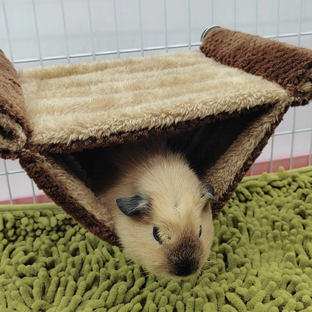 Guinea Pigs Hamster Warm Hammock Honey Possum Squirrel Hanging Nest Bed Gold Silk Bear Chinchillas Jumping Pet Toy Qme