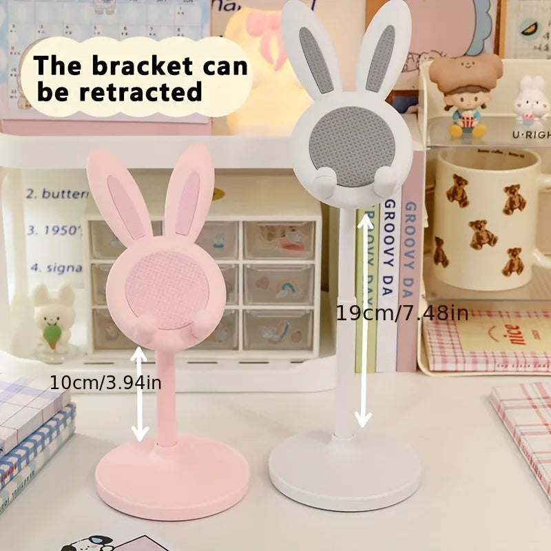 Pink Phone Holder Desktop Cell Phone Stand Adjustable Lovely Rabbit Cartoon Table Support For iPhone iPad Samsung Huawei Xiaomi Qme