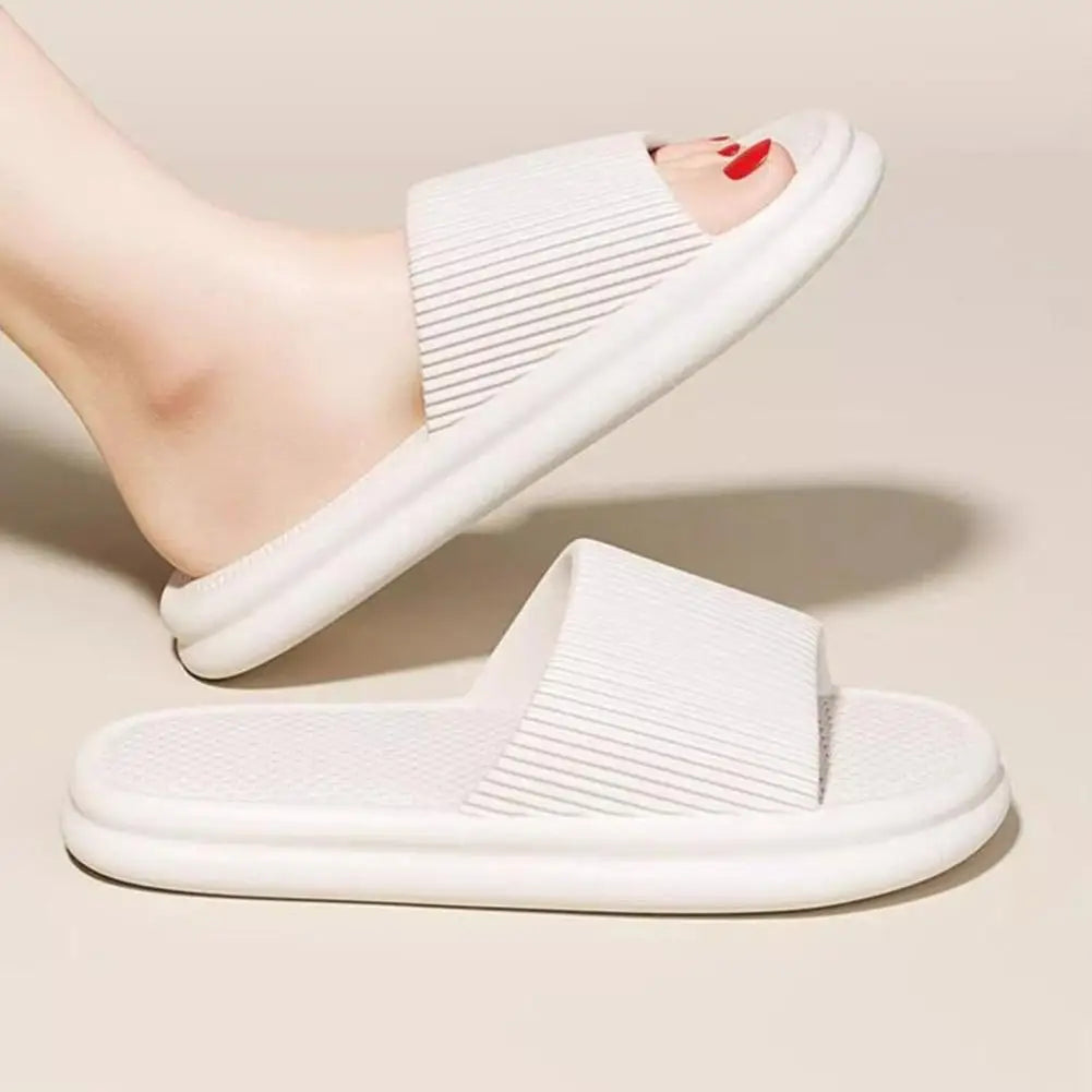 Women Summer Concise EVA Slippers Men Soft Home Slides Couples Bathroom Non-slip Sandals Adults Comfortable Outdoor Beach Shoes Qme