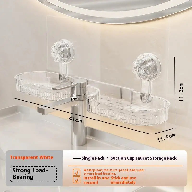 Punch-free Suction Cup Washbasin Storage Rack Self-distribution Qme A4