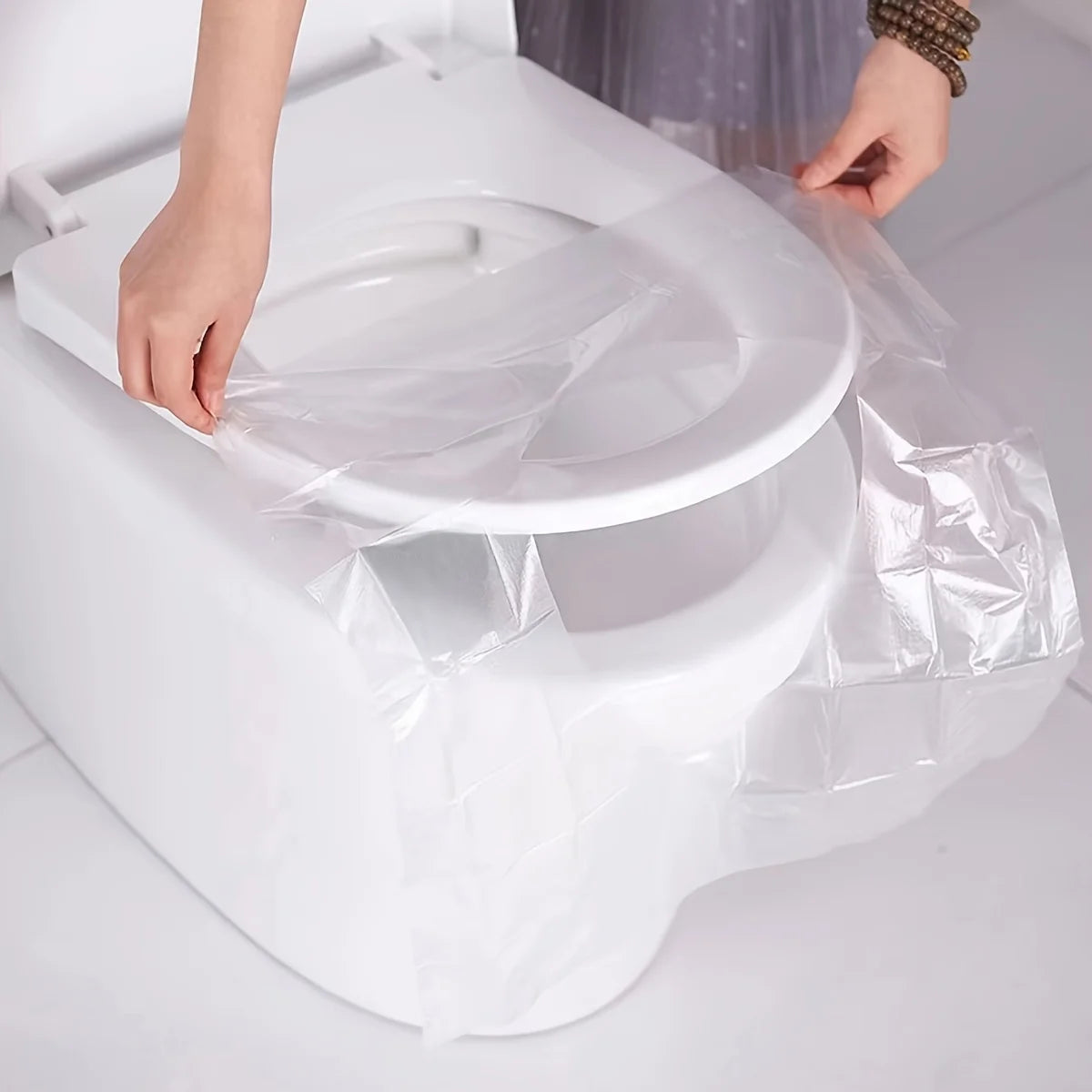 Travel Disposable Toilet Seat Covers - Waterproof Plastic Toilet Seat Protectors for Hygiene Qme