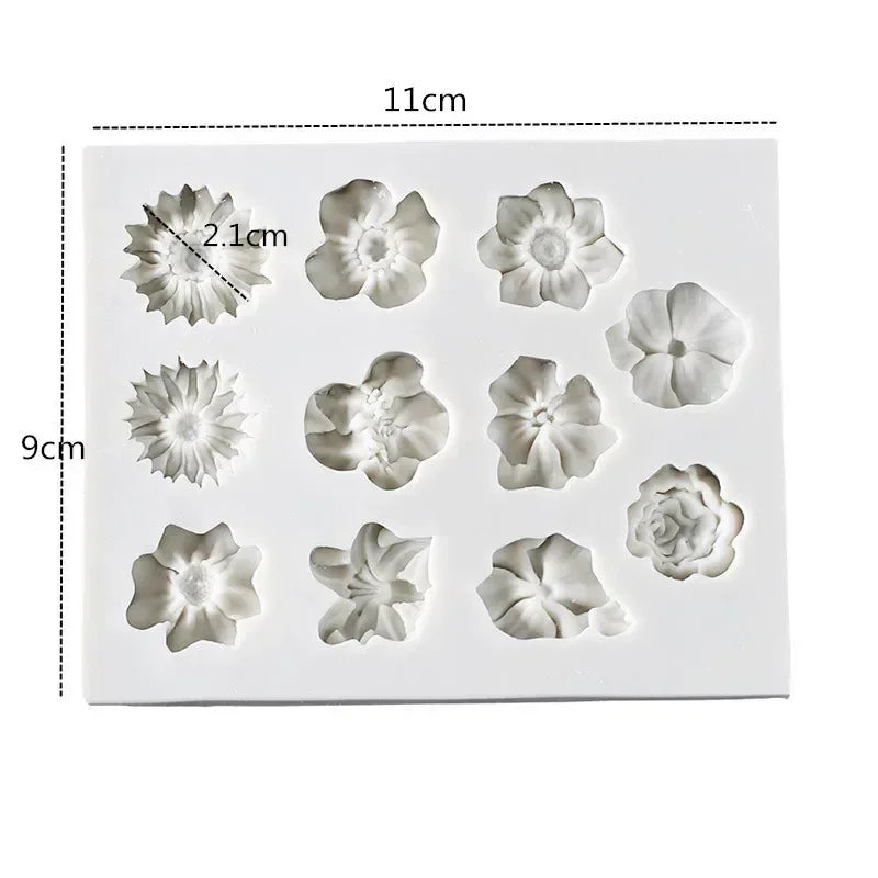 Mini Cute Creative Molds Sunflower Rose Flowers Shape Silicone Mold Qme