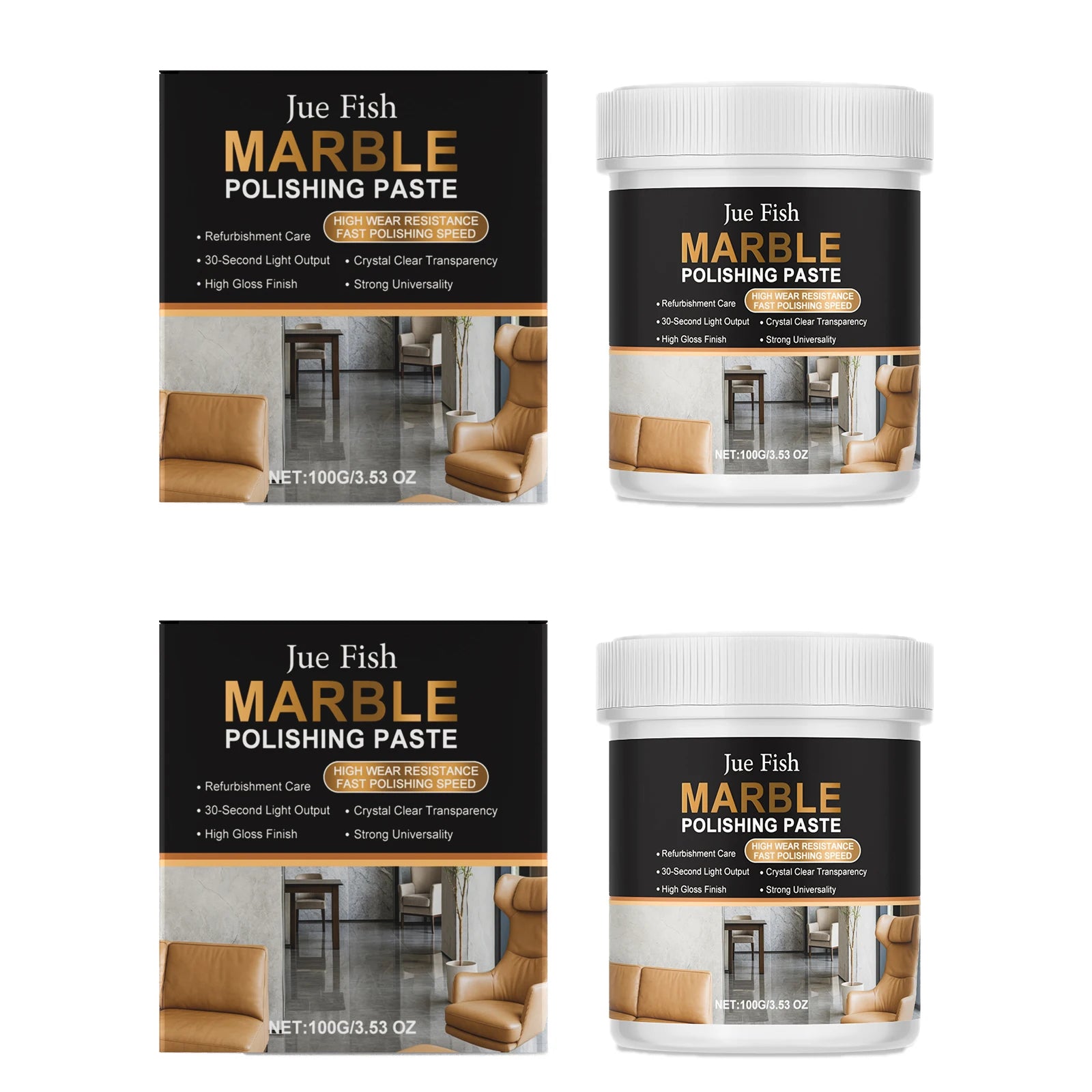 Marble Polishing Paste Effectively Remove Scratch Water Stains Brightening Eliminate Fingerprint Multi Functional Cleaning Cream Qme 2 X 100g Boxed