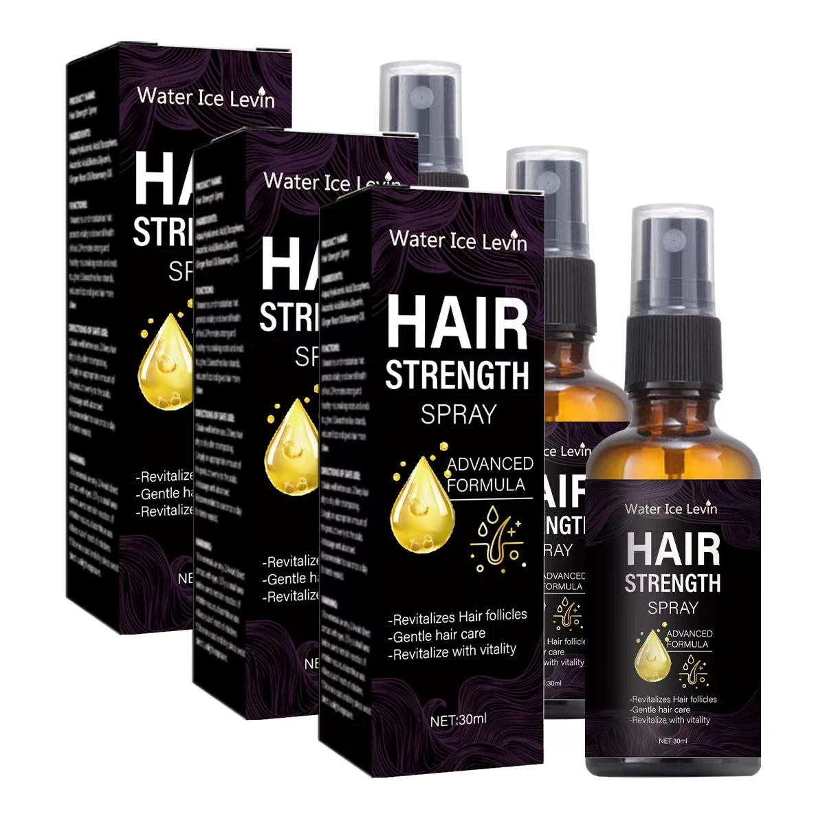 Hair Strength Spray with Biotin & Ginger Oil - Revitalizes Follicles, Strengthens Roots & Reduces Frizz for Healthy Shine. Qme PURPLE 30ml