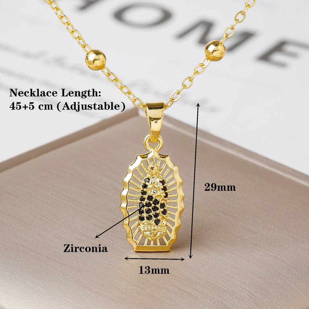 New Fashion Round Rotating St. Benedict Zirconia Pendant Necklace—Lucky for Women's Party Gold/Rose Gold Jewelry Amulet Gift Qme
