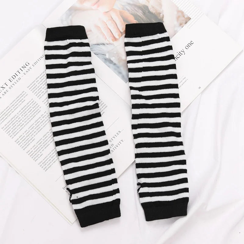 Long Fingerless Gloves Black Punk Cuff for Women Gothic Lolita Girls Men Hip-hop Glove Elbow Stretch Winter Arm Warmer Mitten Qme A9 Length -32cm