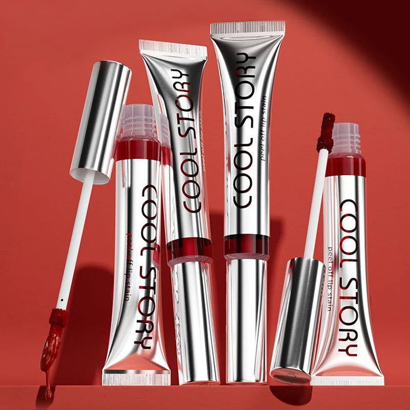 2 in 1 Lip Stain & Lipliner Matte Peel Off Lip Glaze Lipstick Quick Drying Lasting Non Stick Cup Lipliner Red Lip Gloss Makeup Qme