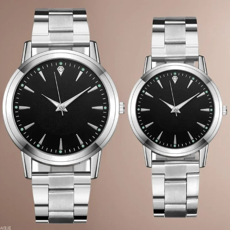 New couple watch with luminous steel strip for women, quartz watch for men and women, gift watch manufacturer Qme 1