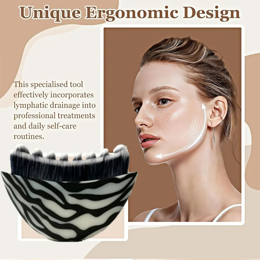Zebra Print Lymphatic Drainage Face Brush Lid Contouring Lifting Qme
