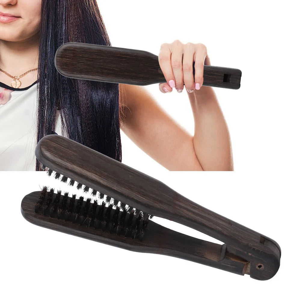 Double Brushes Comb Hairdressing Comb Professional Hairdressing Comb Double Brushes Wooden Anti static Hair Straightener Tool Qme