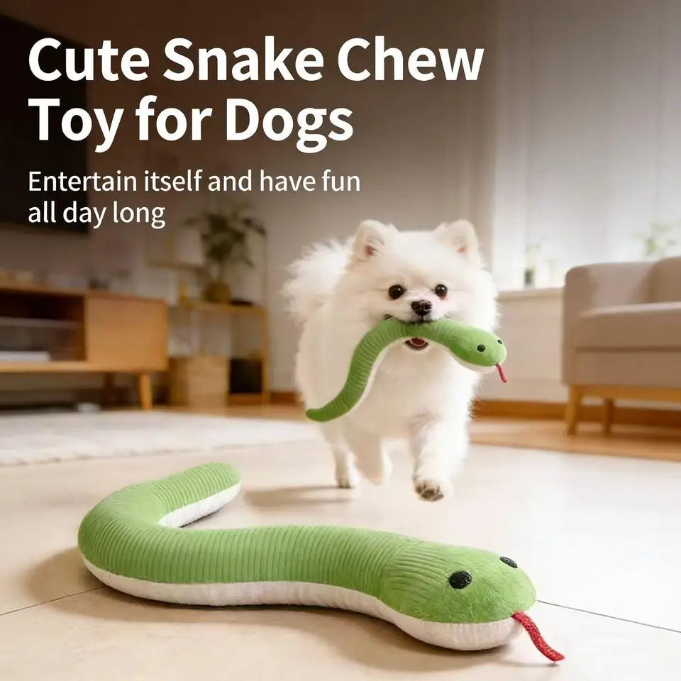 Interactive Snake Toy Cats Chew Scrab Squeaky Floppy Plush Rope Dogs Qme