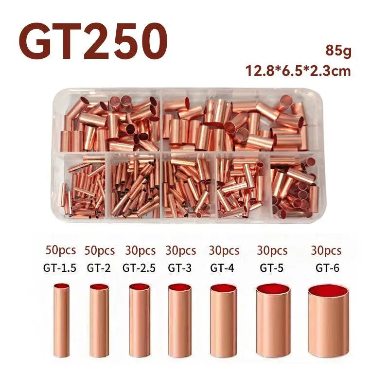 125 250 414 Non Insulated Electrical Butt Terminal Assortment Wire Qme 250PCS