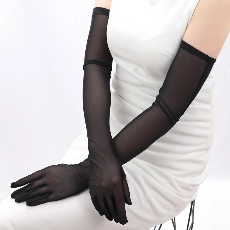 Elastic Transparent Sunscreen Sexy Driving Gloves Women Ultra Thin Qme