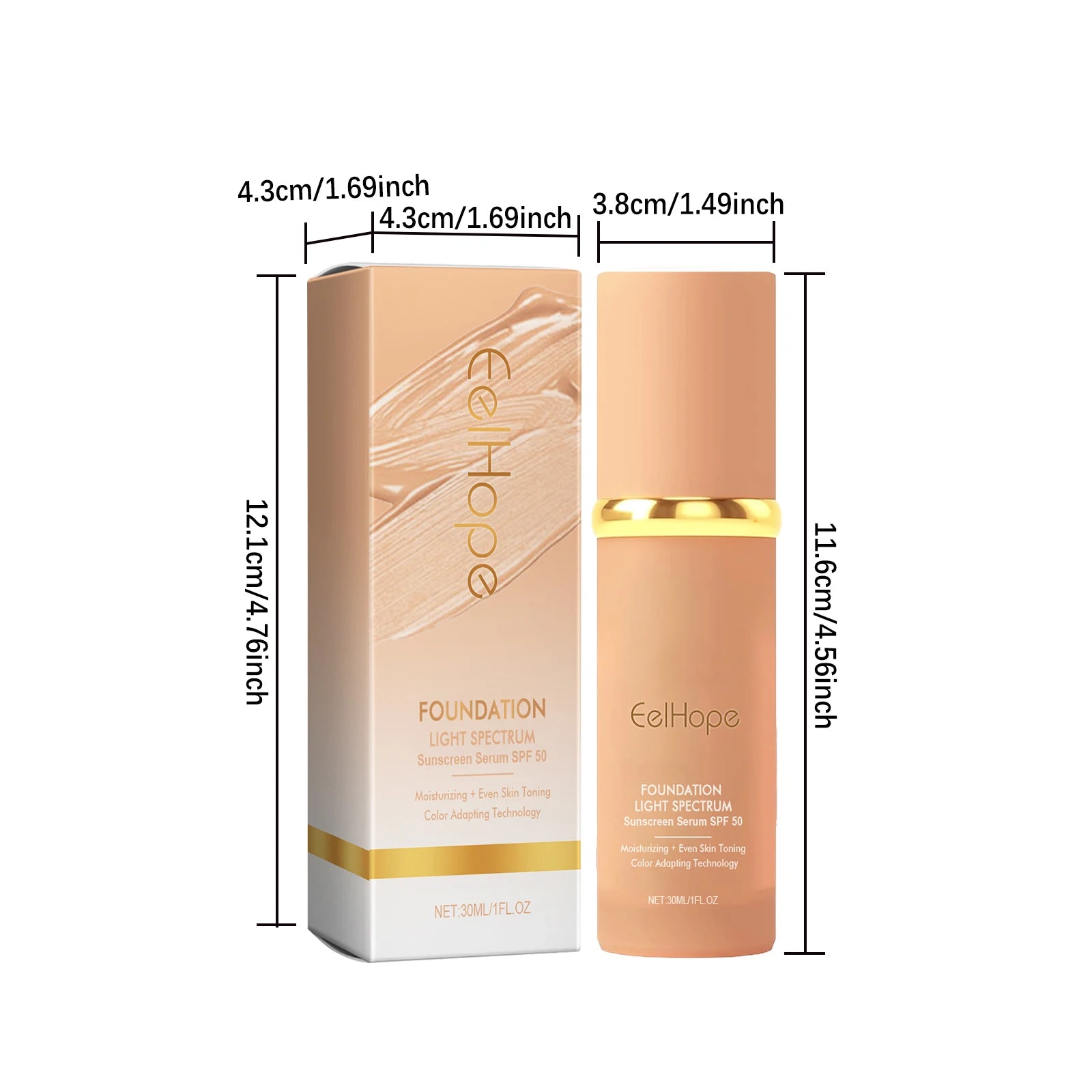 Color Changing Foundation Light Spectrum Sunscreen Serum SPF 50 Concealer Full Coverage Moisturizing Face Makeup Base Cosmetics Qme