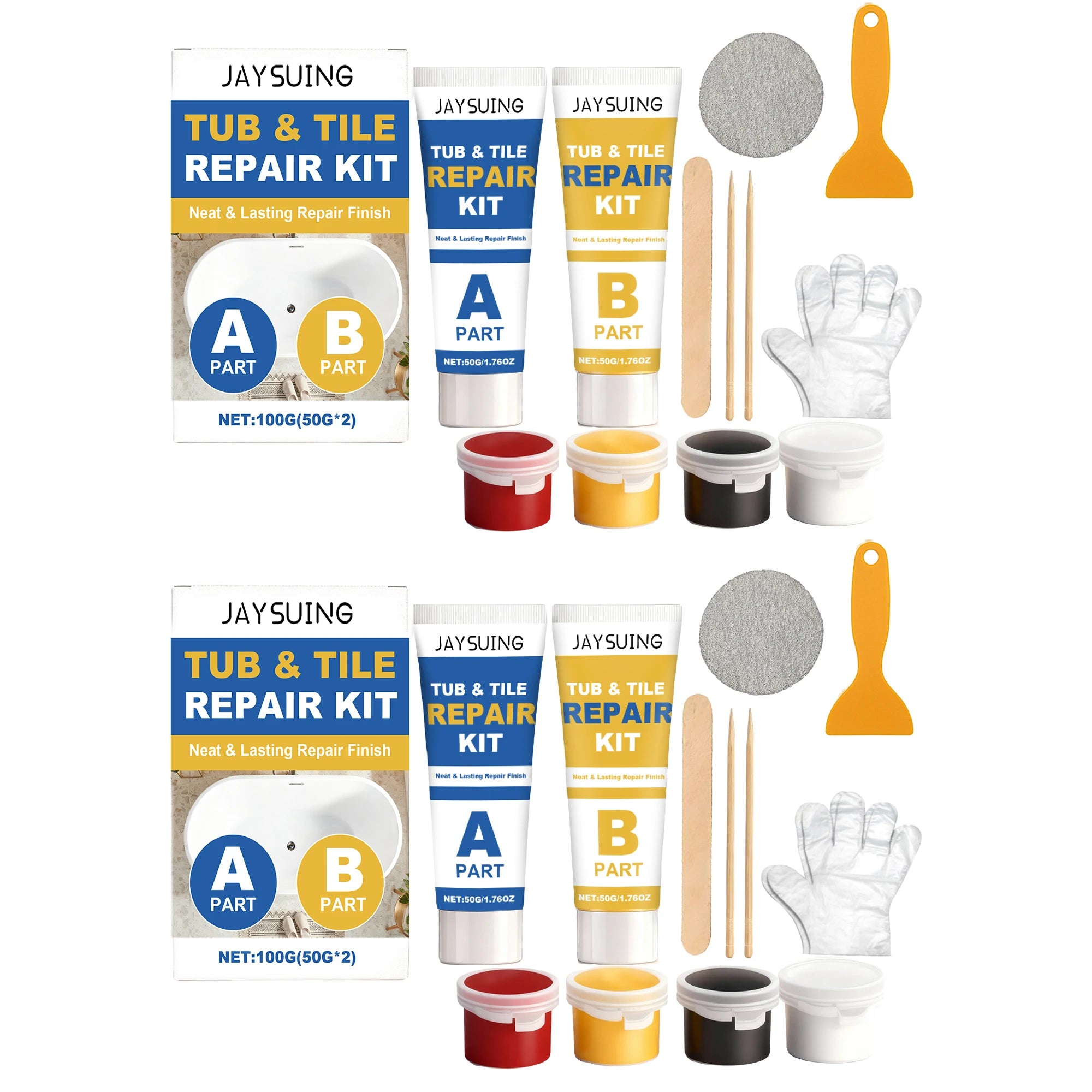 Tub & Tile Repair Kit Repair Damaged Tile Bathtub Fill Cracks Waterproof Stain-Resistant Ceramic Marble Crack Filler Sealing Set Qme BUY 1 GET 1 FREE