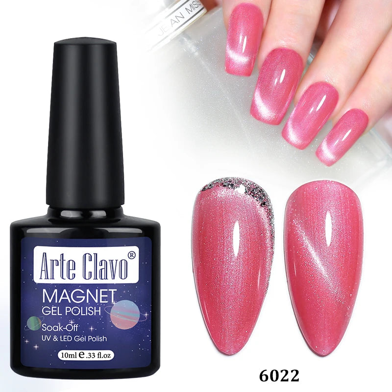 DIY Design Cat Eye Nail Art Magnet Heart Rabbit Striped Tool Red Qme 6022