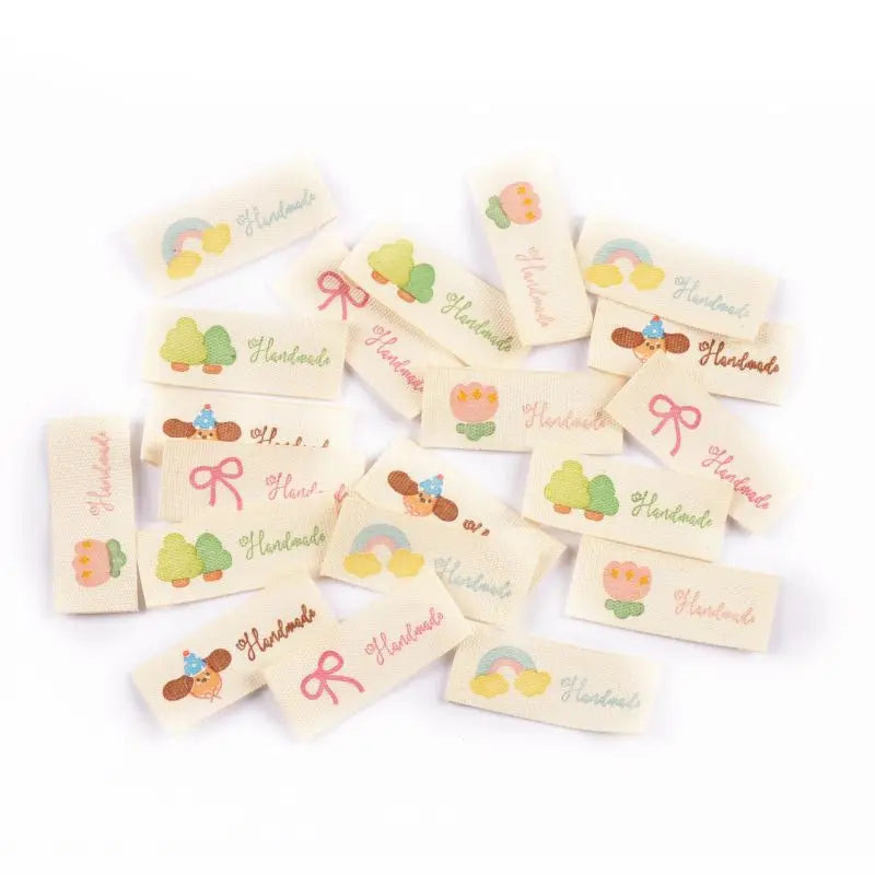 50pcs 16×40mm Mixed cartoon pattern cotton Labels Sewing Handmade Label For Clothing Shoes Bags Garment cp3809 Qme 16x40mm cp3809-mix