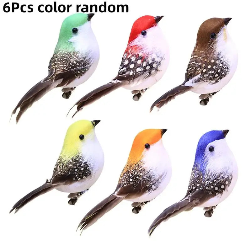 3/6Pcs 3D Fake Craft Birds Artificial Foam Feathers Birds Birthday Party Decorations Home Garden Wedding Decoration Qme 6Pcs