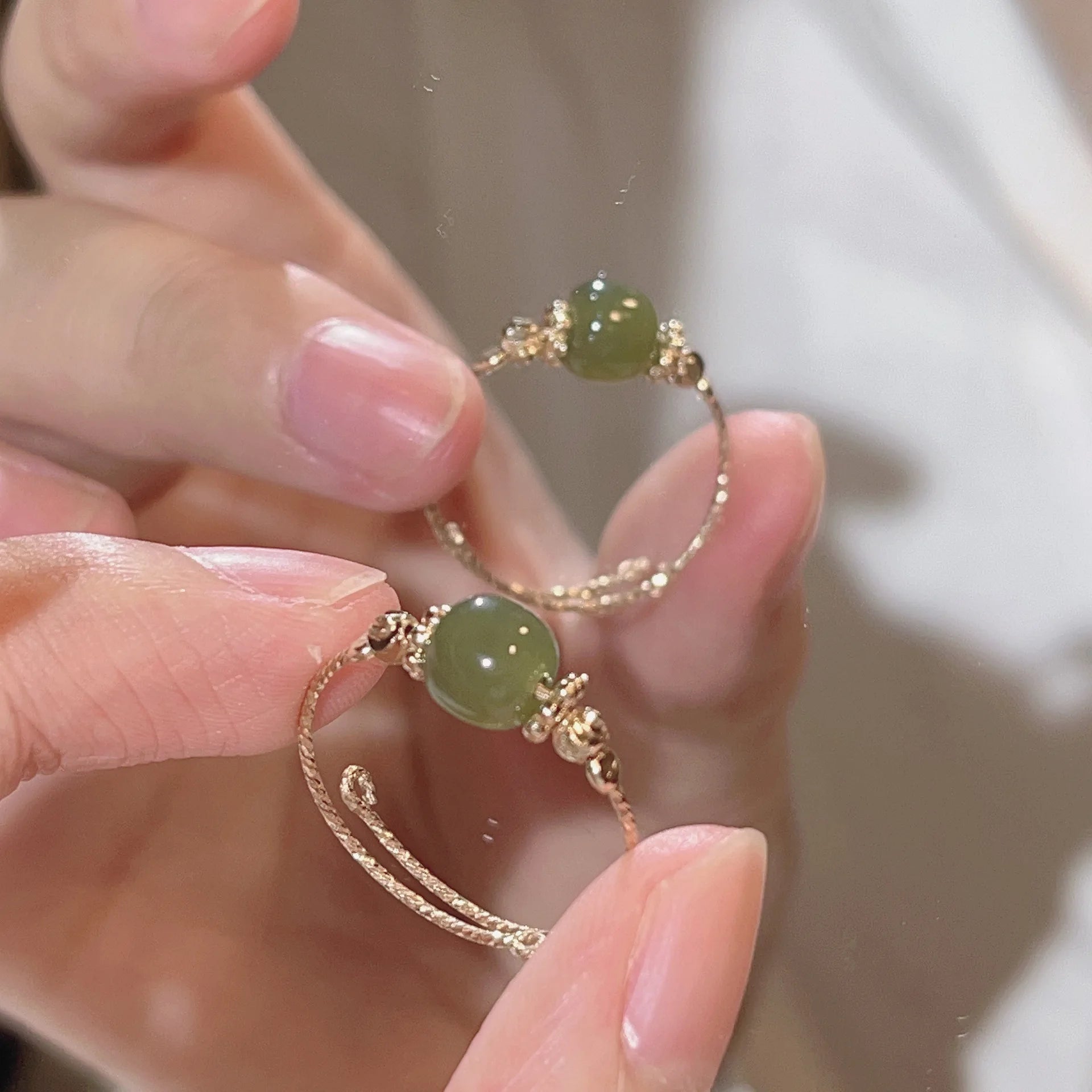 New Imitation Jade Palace Rings for Women Adjustable open Chinese style Relieve Anxiety Ring Party Creative Jewelry Qme green China Mainland resizable