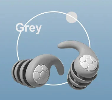 3 Layer Tapered Soft Silicone Ear Plugs for Sleep, Noise Reduction, Sound Insulation and Ear Protection, 2Pcs Qme grey