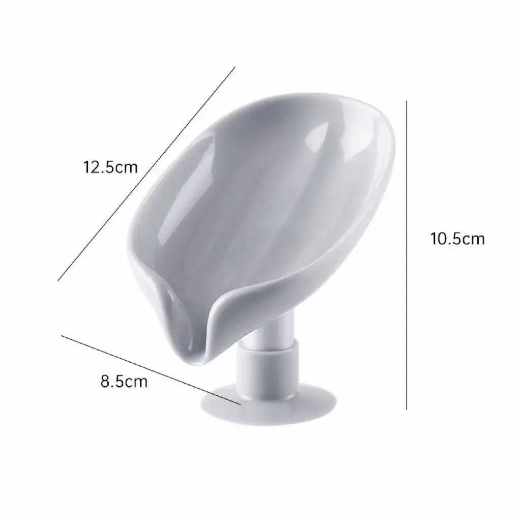 Lotus Leaf Soap Box No Drill Suction Cup Holder Vertical Drainable Qme grey M