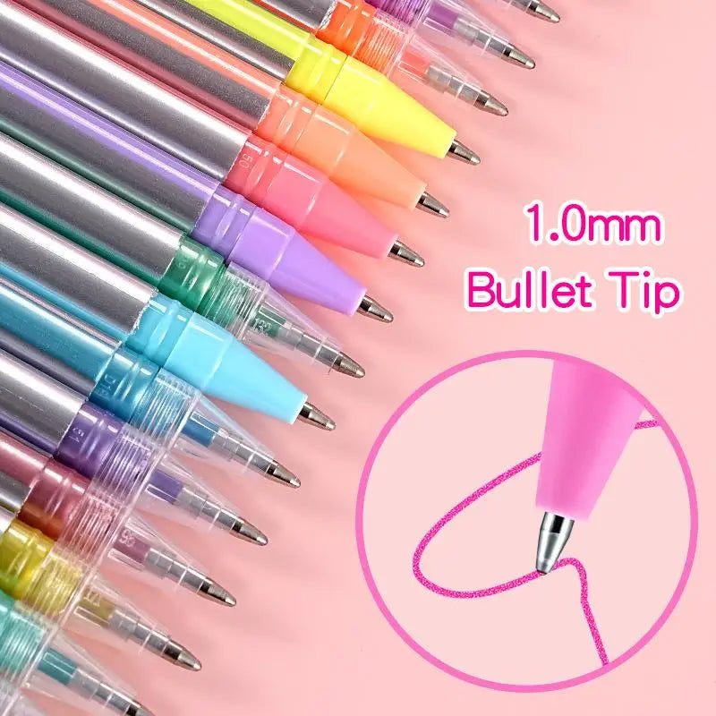 Glitter Gel Pen 6 12 18 Colors Bright Quick Dry Ink Student Qme